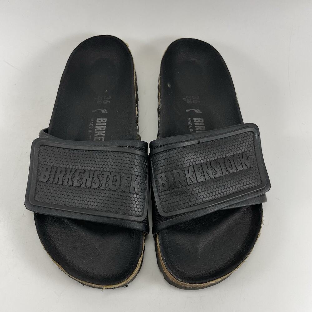 Birkenstock Tema Slide Sandals EU 36, Womens 5-5.5 Black Hook And Loop Strap